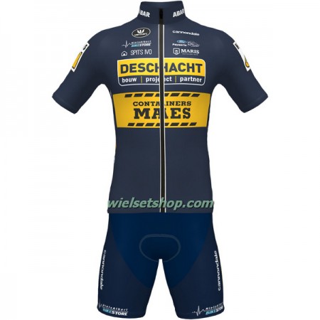 Fietskleding (Fietsshirt + Korte Koersbroek) 2022 Deschacht Hens Meas - Geel Donkerblauw